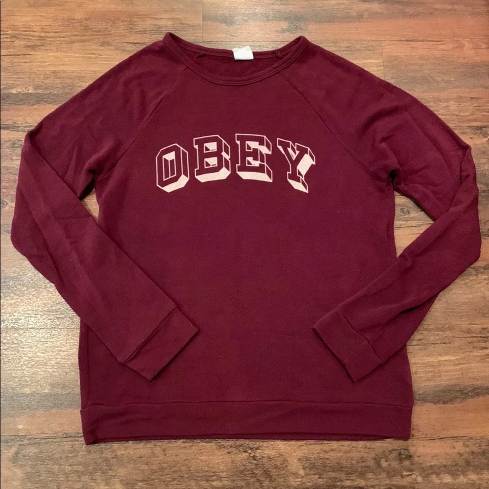 Obey Lightweight Burgundy Crewneck